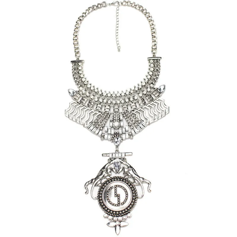 HOT Statement Necklaces & Pendants Vintage Crystal Maxi Choker Silver Collier Femme Boho Big Fashion Women Jewellery