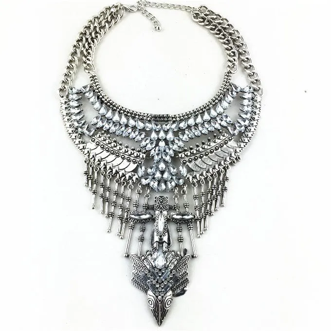 HOT Statement Necklaces & Pendants Vintage Crystal Maxi Choker Silver Collier Femme Boho Big Fashion Women Jewellery