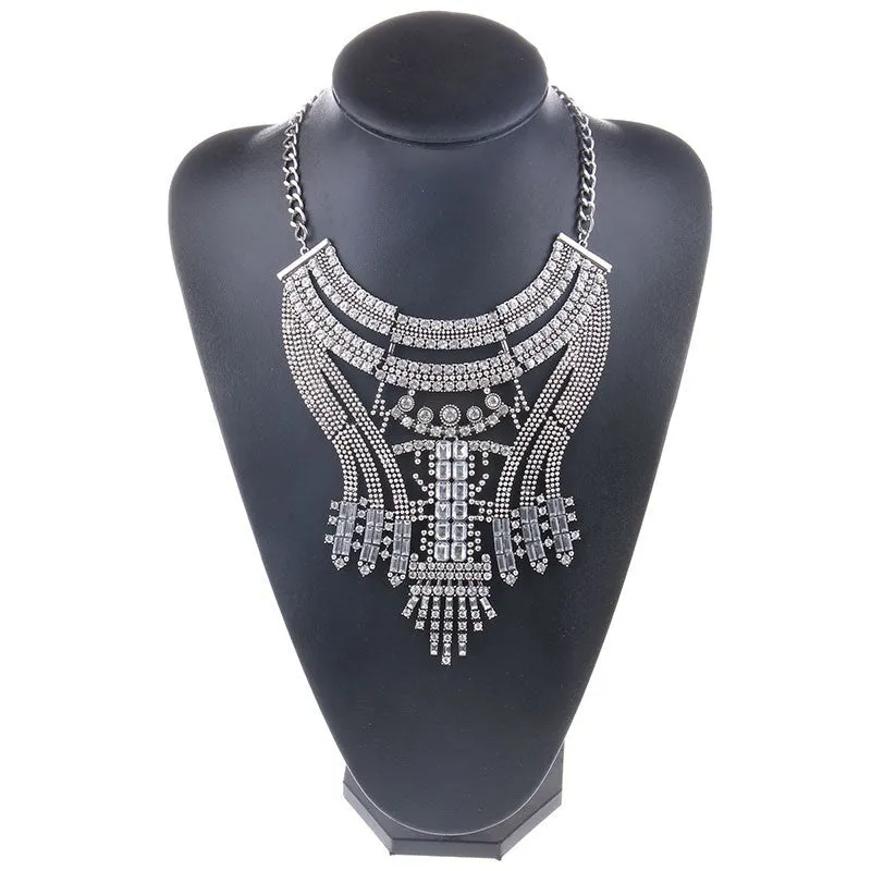 HOT Statement Necklaces & Pendants Vintage Crystal Maxi Choker Silver Collier Femme Boho Big Fashion Women Jewellery