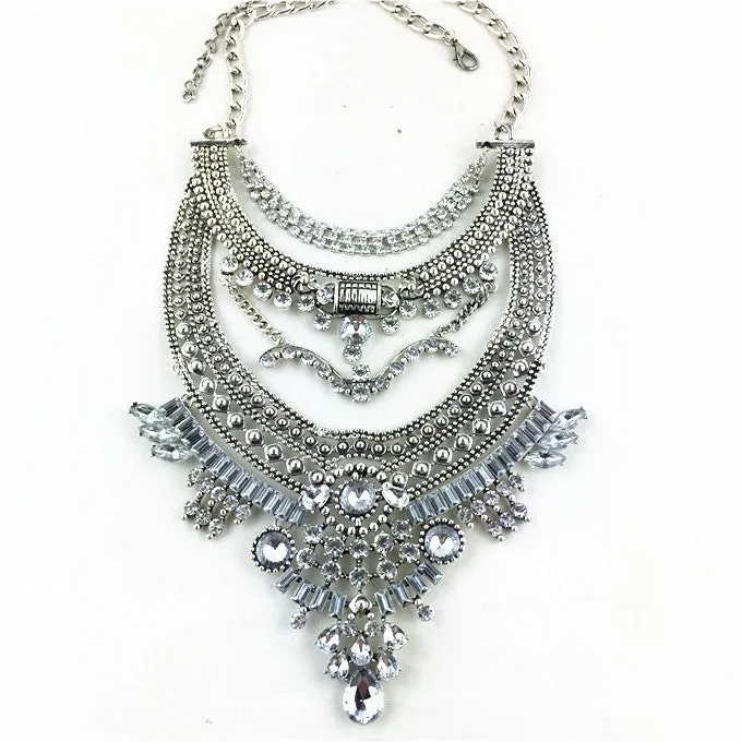 HOT Statement Necklaces & Pendants Vintage Crystal Maxi Choker Silver Collier Femme Boho Big Fashion Women Jewellery