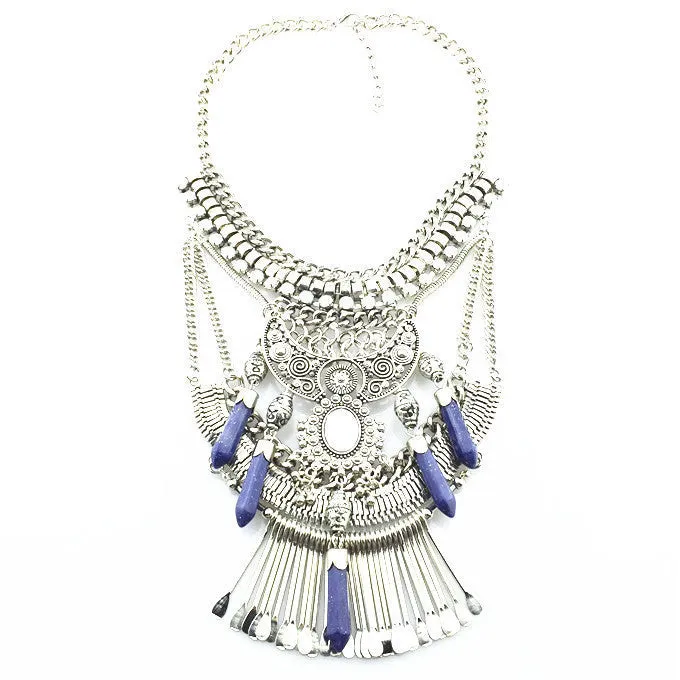HOT Statement Necklaces & Pendants Vintage Crystal Maxi Choker Silver Collier Femme Boho Big Fashion Women Jewellery