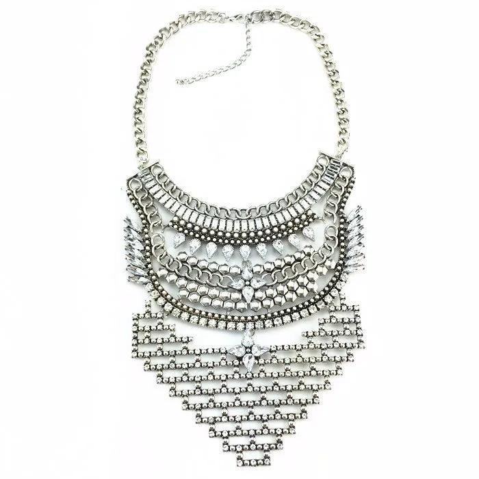 HOT Statement Necklaces & Pendants Vintage Crystal Maxi Choker Silver Collier Femme Boho Big Fashion Women Jewellery