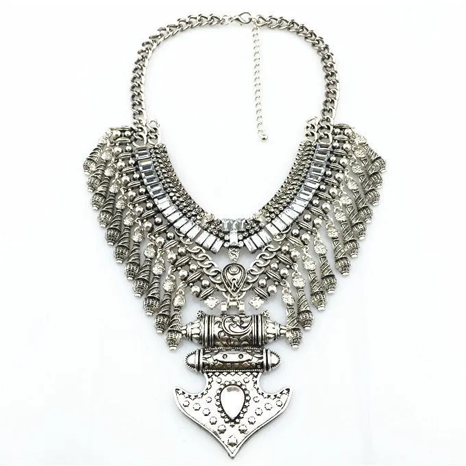 HOT Statement Necklaces & Pendants Vintage Crystal Maxi Choker Silver Collier Femme Boho Big Fashion Women Jewellery