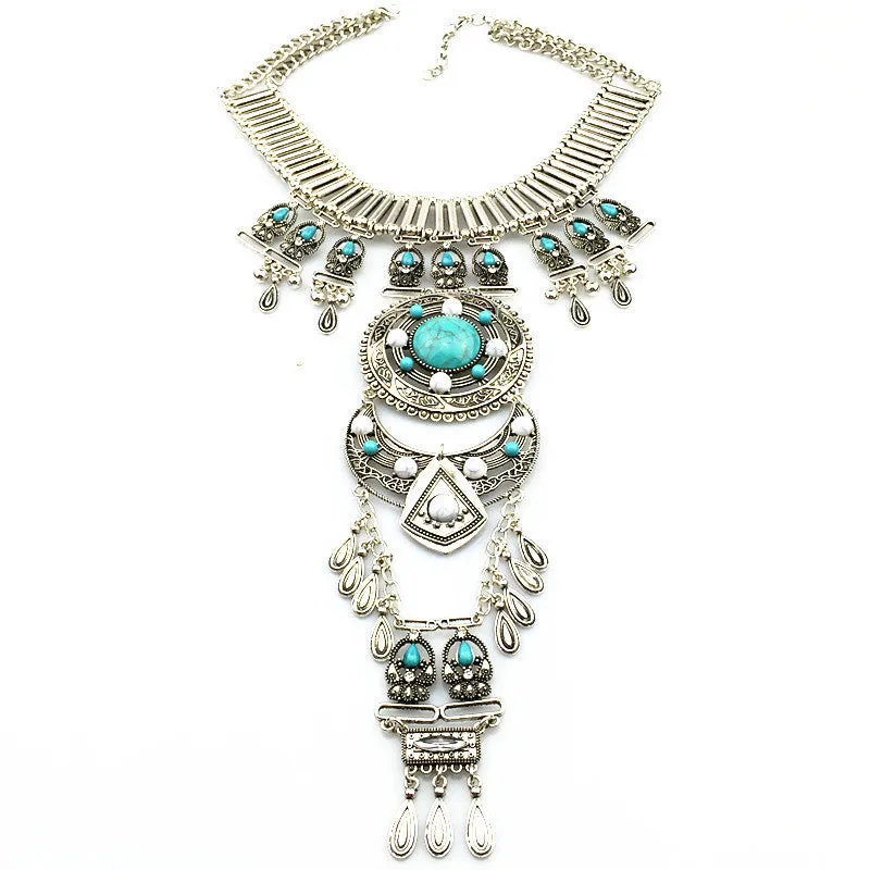 HOT Statement Necklaces & Pendants Vintage Crystal Maxi Choker Silver Collier Femme Boho Big Fashion Women Jewellery