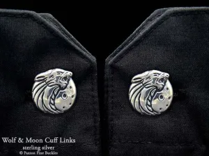 Howling Wolf Cuff Links Sterling Silver