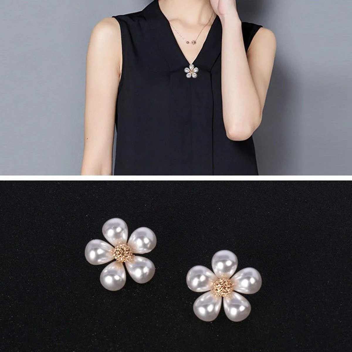 Imitation Pearl Flower Brooch Fashion Corsage Pin Jewelry Accessory Women