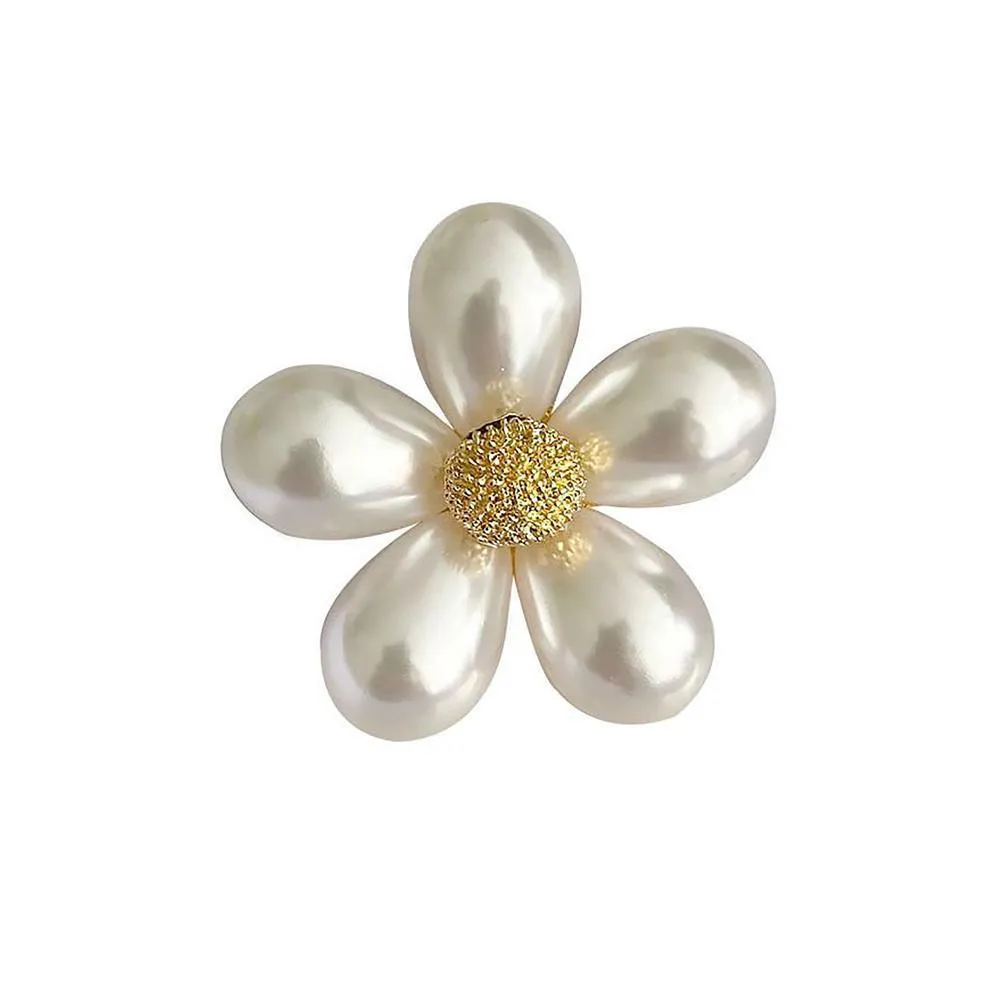 Imitation Pearl Flower Brooch Fashion Corsage Pin Jewelry Accessory Women