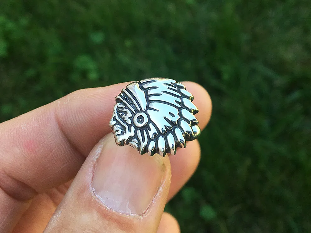 Indian Chief Head Cuff Links Sterling Silver