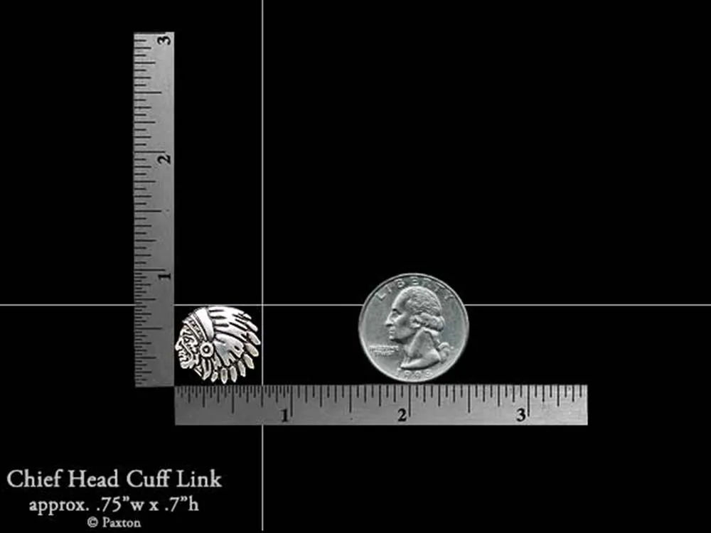 Indian Chief Head Cuff Links Sterling Silver
