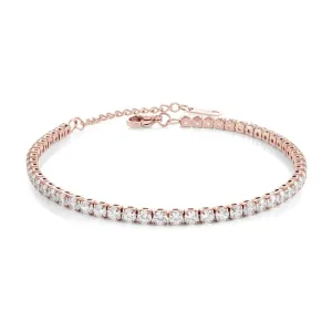 Italgem Stainless Steel Rose Gold Plated CZ Adjustable Tennis Bracelet