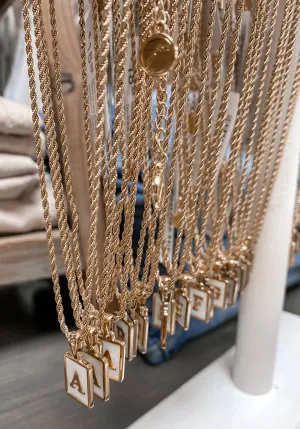 Jane Marie Rectangle Initial Necklace