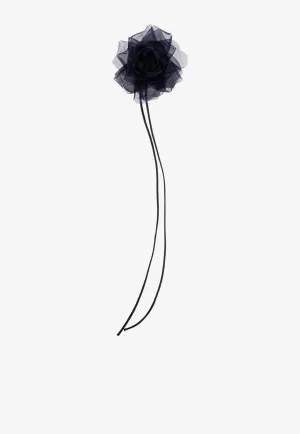 Jessy Silk Flower Brooch with Long Ties