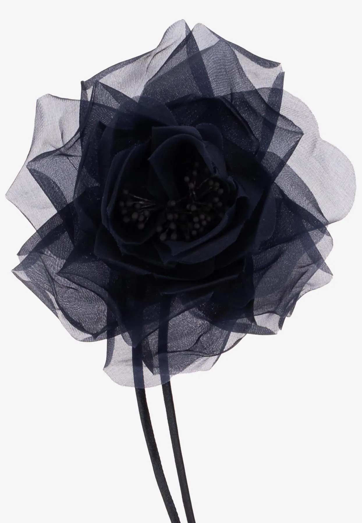 Jessy Silk Flower Brooch with Long Ties
