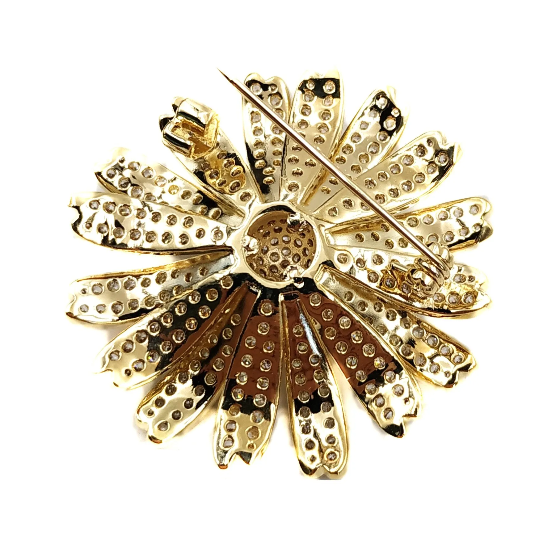 Jewelblings Gorgeous Full Micro Pave Clear CZ Multi Petal Golden Daisy Brooches Sun Flower Pins for Women Shawl Business Suit Formal Dress