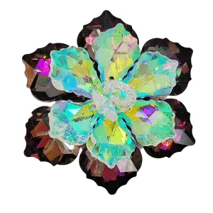 Jewelblings Shimmery Dark Red AB Crystalline Flower Ornament Brooches and Pins for Women Reflection Jewelry