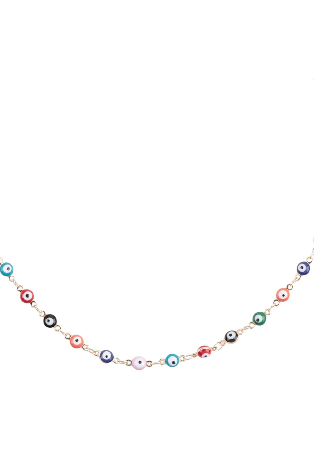 JNB456 - EVIL EYE CHAIN COLOR CHOKER NECKLACE