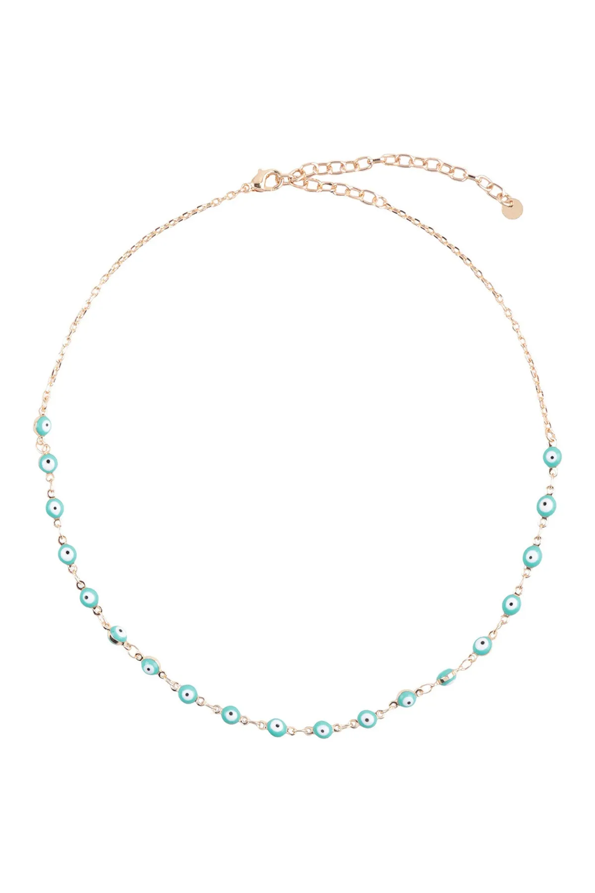 JNB456 - EVIL EYE CHAIN COLOR CHOKER NECKLACE