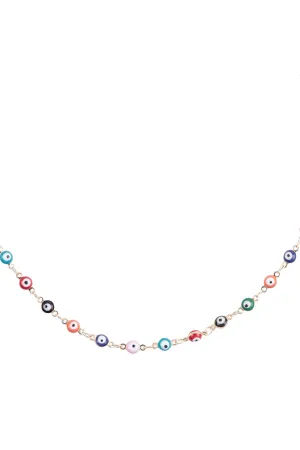 JNB456 - EVIL EYE CHAIN COLOR CHOKER NECKLACE