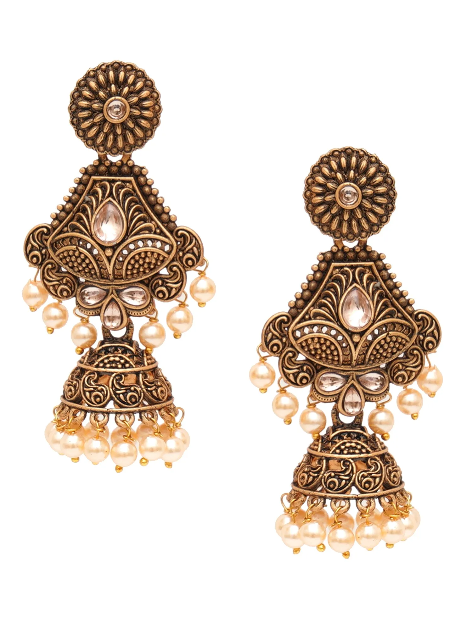 Karatcart Gold Plated Handcrafted Dangler Jhumki Earrings for Women
