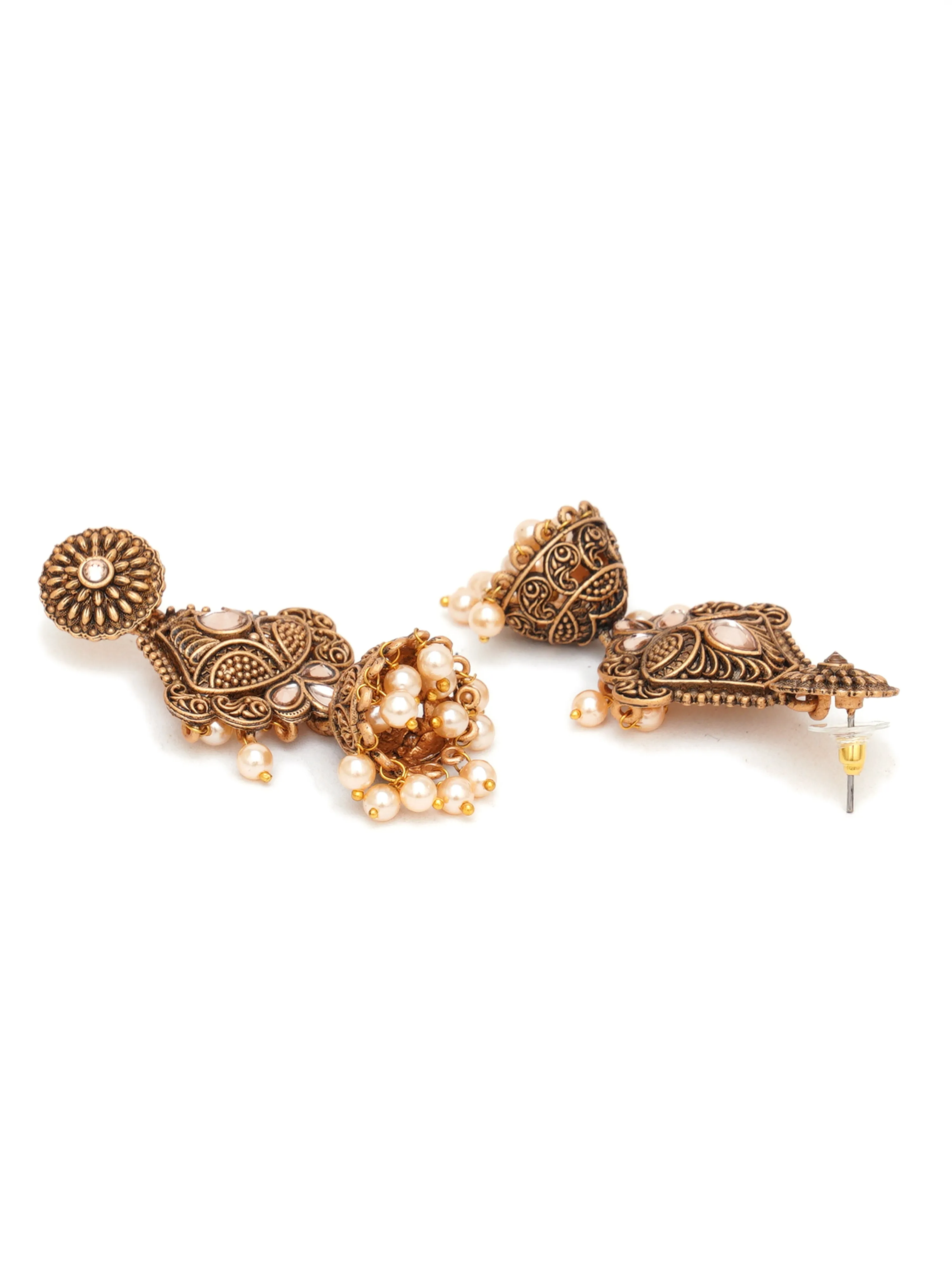 Karatcart Gold Plated Handcrafted Dangler Jhumki Earrings for Women