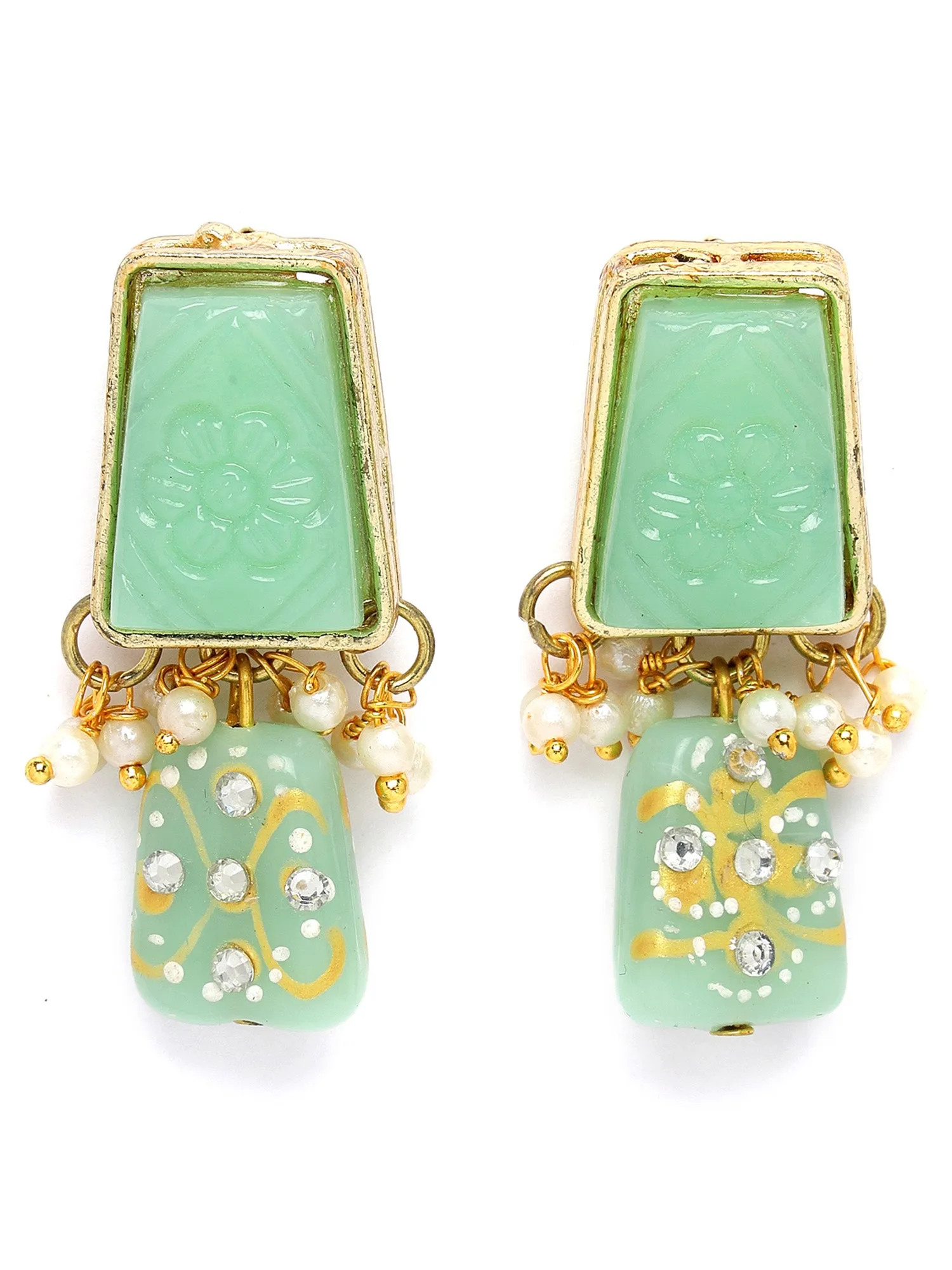 KARATCART Gold Plated Kundan Choker Light Green Jewellery Set for Women