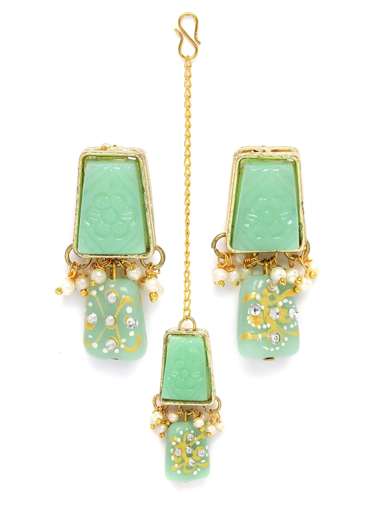 KARATCART Gold Plated Kundan Choker Light Green Jewellery Set for Women