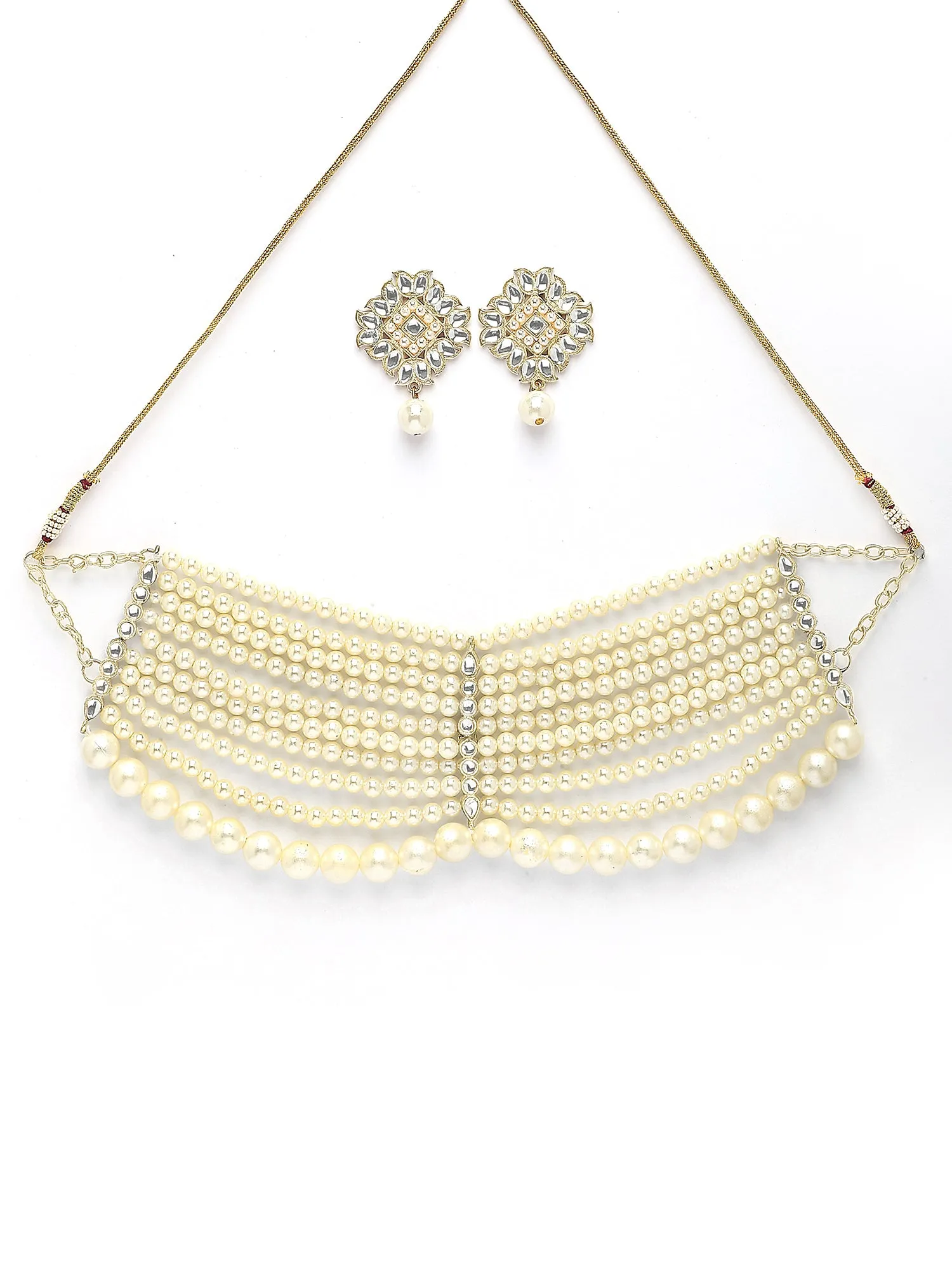 Karatcart Pearl Beaded Choker Necklace Set for Women