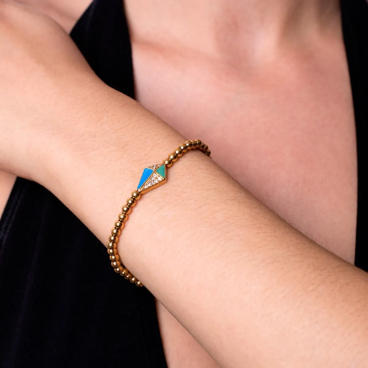 Kite | 18k Gold | Enamel | Crystal Charm Bracelet