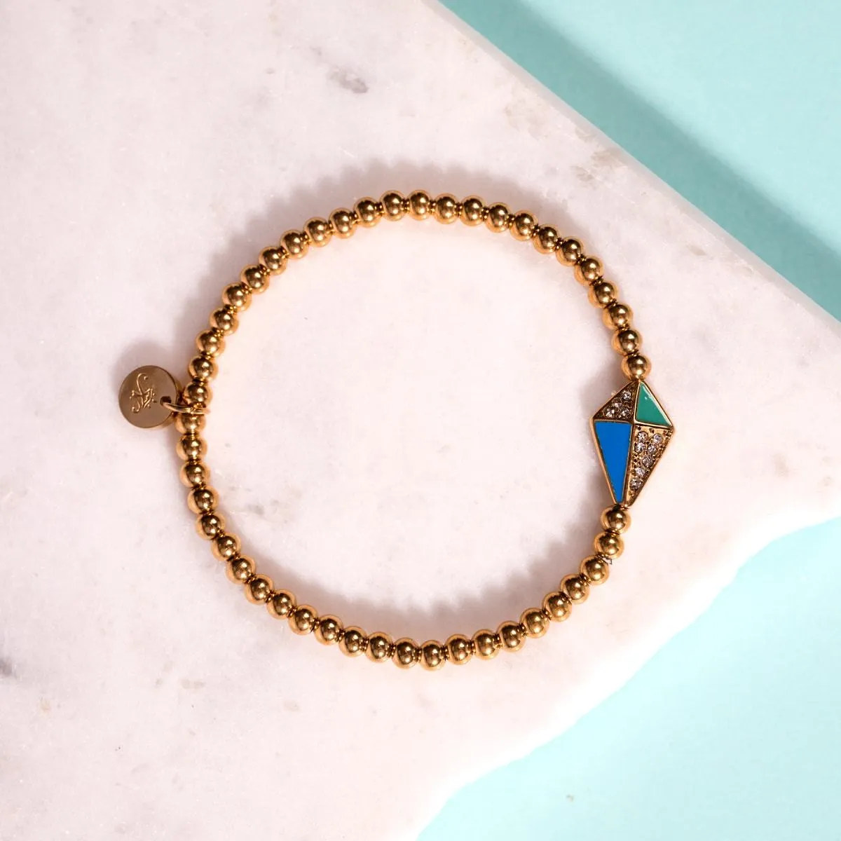 Kite | 18k Gold | Enamel | Crystal Charm Bracelet
