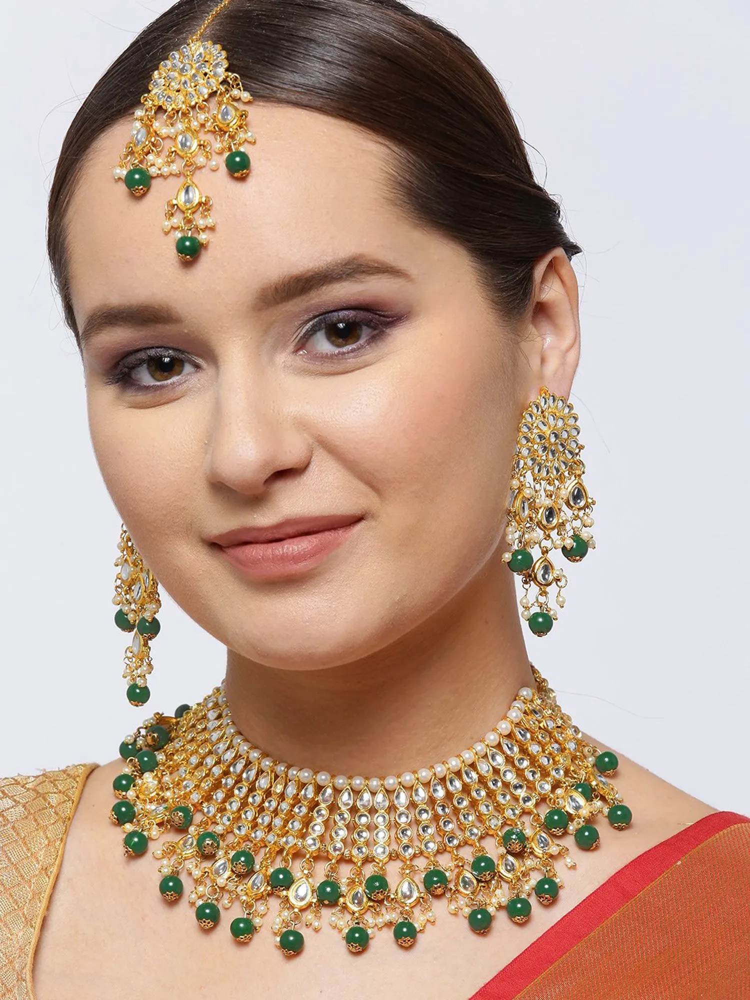 Kundan Choker Necklace Set with Pearl Tassels