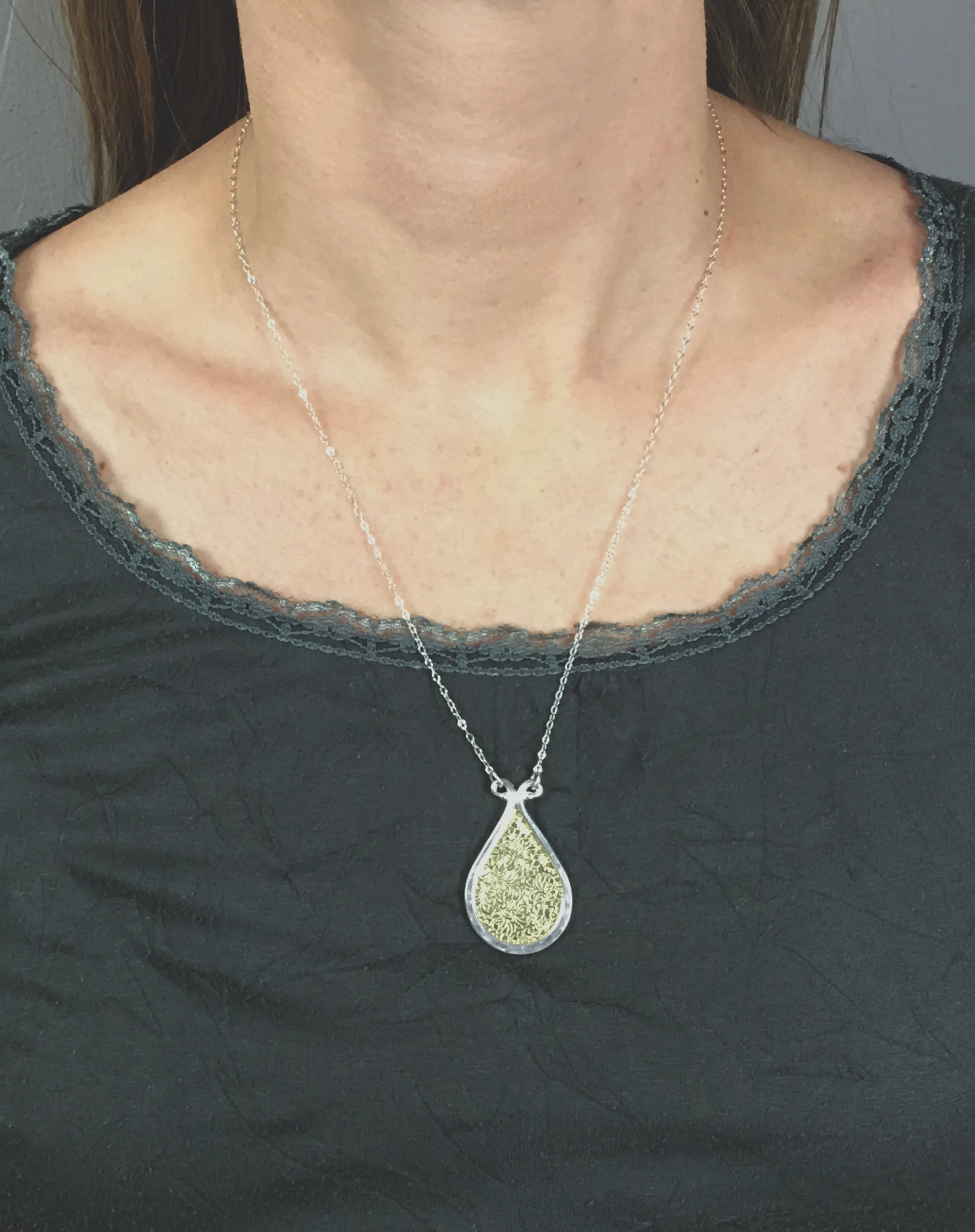 Large Forged Drop Necklace with Gold