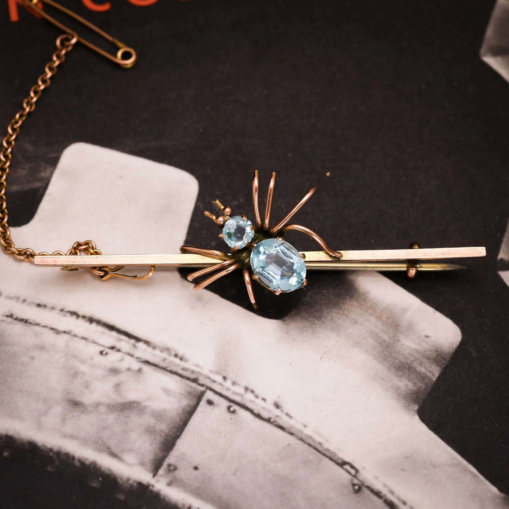 Late Victorian Aquamarine Spider Brooch