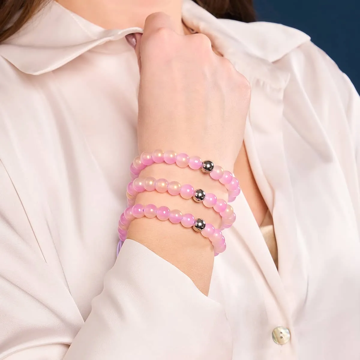 Lavender Fizz | Shimmer Glass | Macrame Bracelet