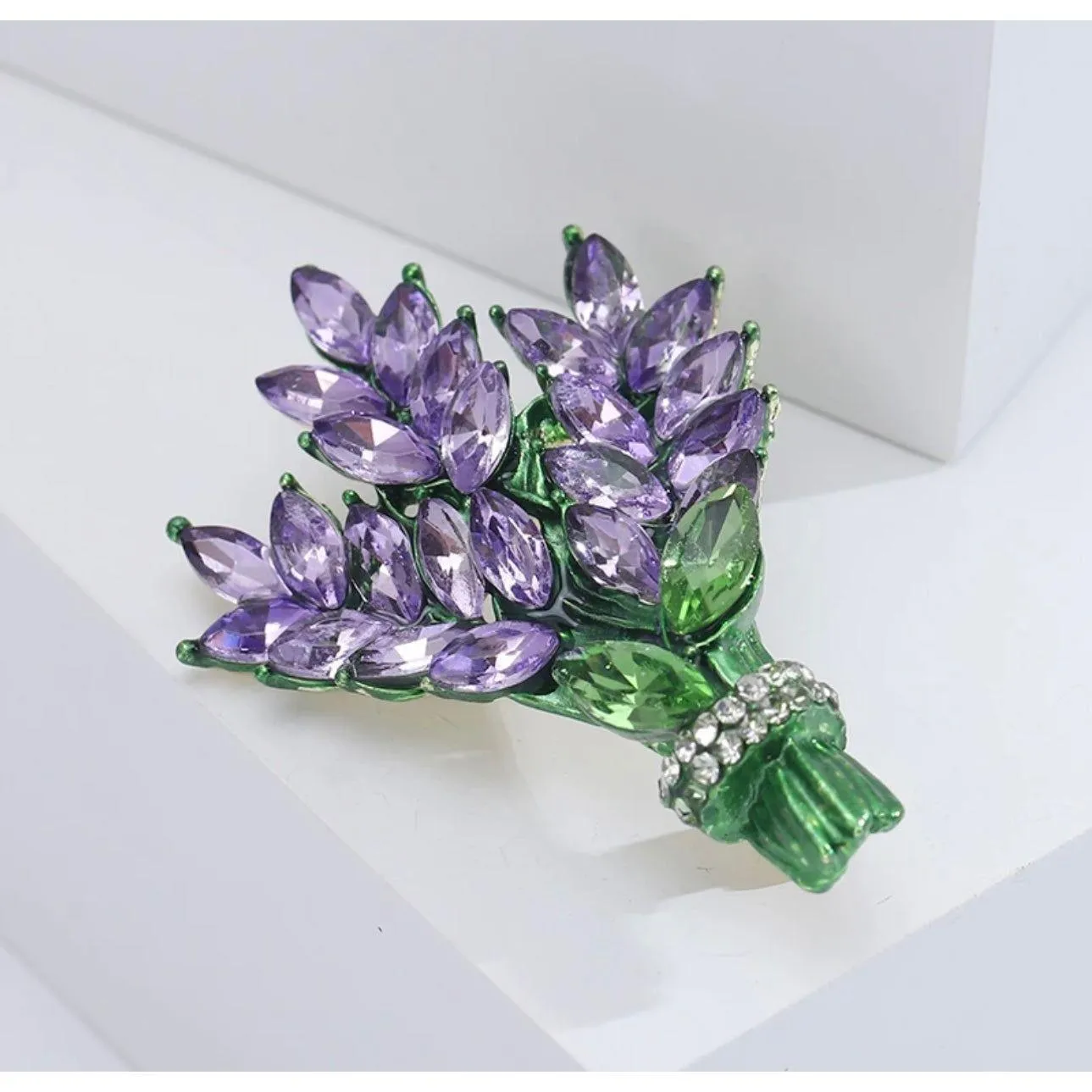 Lavender Spray Jewelled Brooch