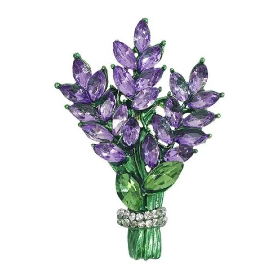 Lavender Spray Jewelled Brooch