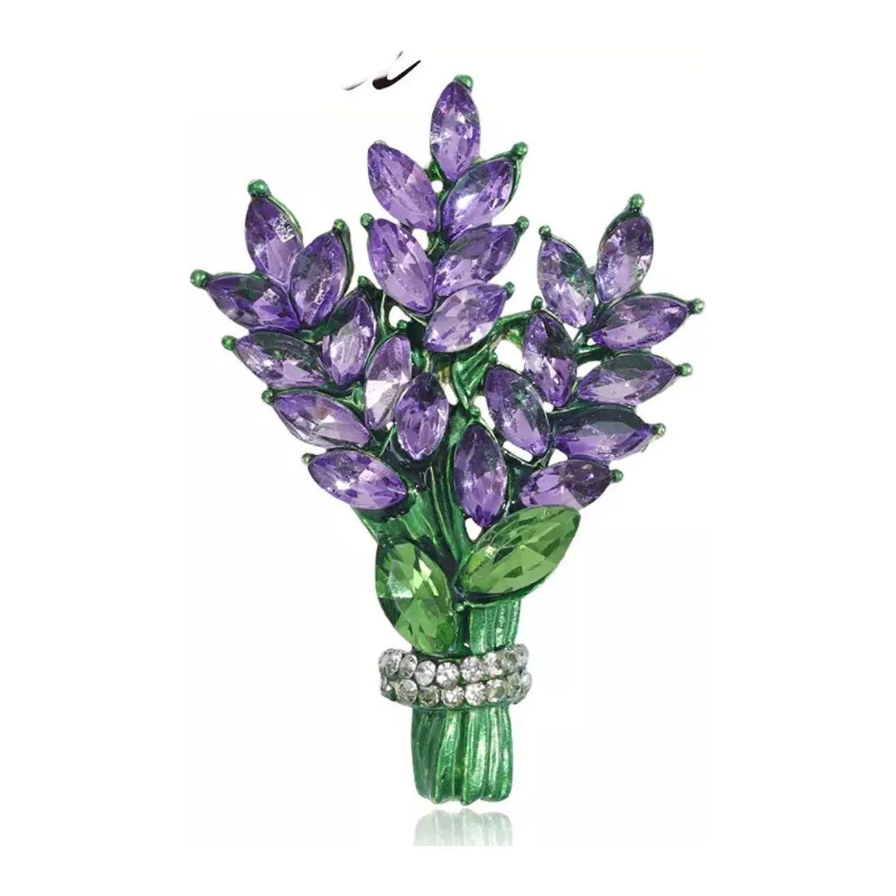 Lavender Spray Jewelled Brooch