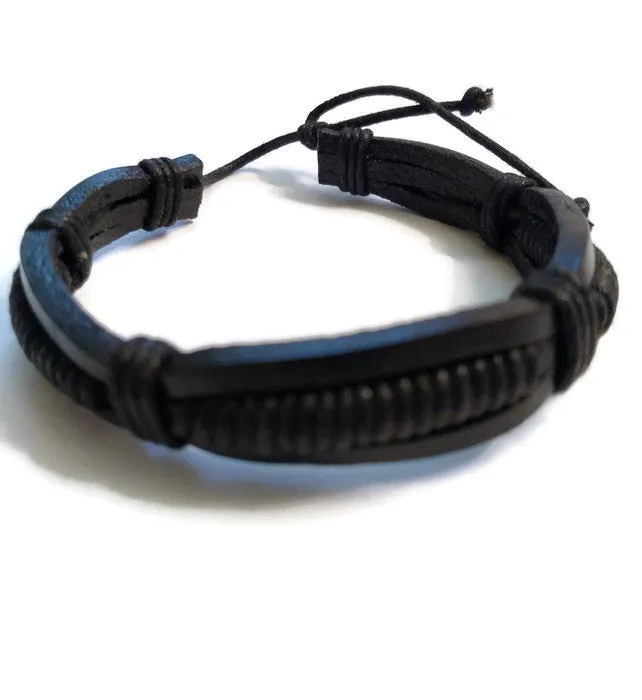 Leather DIY Bracelet Adjustable Blank - 5 Pk - Black