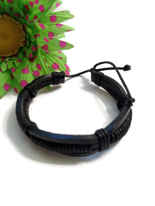 Leather DIY Bracelet Adjustable Blank - 5 Pk - Black