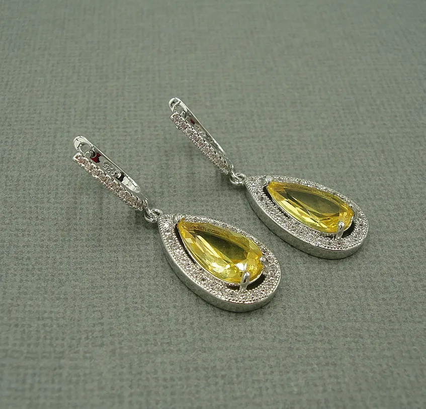 Lemon, Wedding Earrings, Dangle Earrings, Wedding Bridal Bridesmaid Jewelry Gift