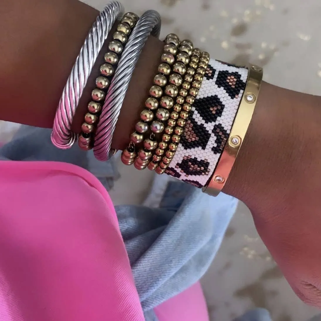 Leopard Beaded Adjustable Bracelets