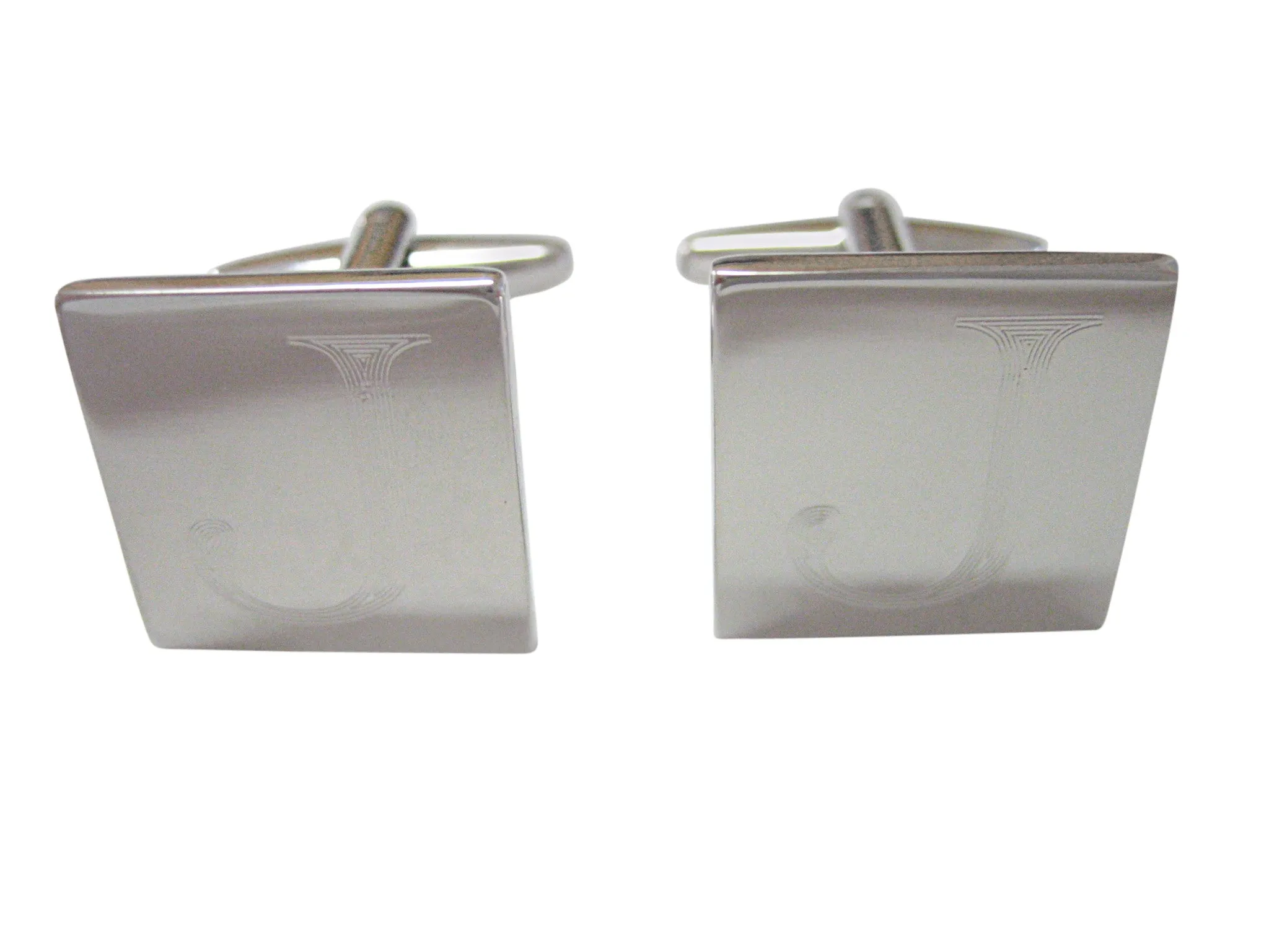 Letter J Etched Monogram Cufflinks