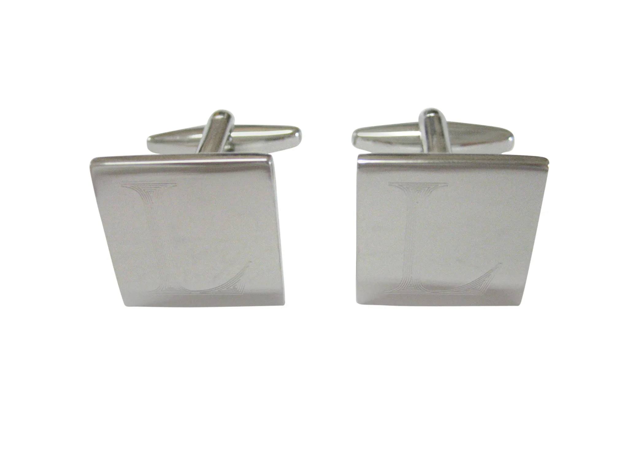 Letter L Etched Monogram Cufflinks