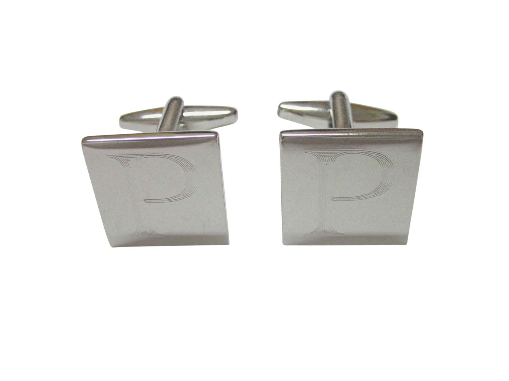 Letter P Etched Monogram Cufflinks