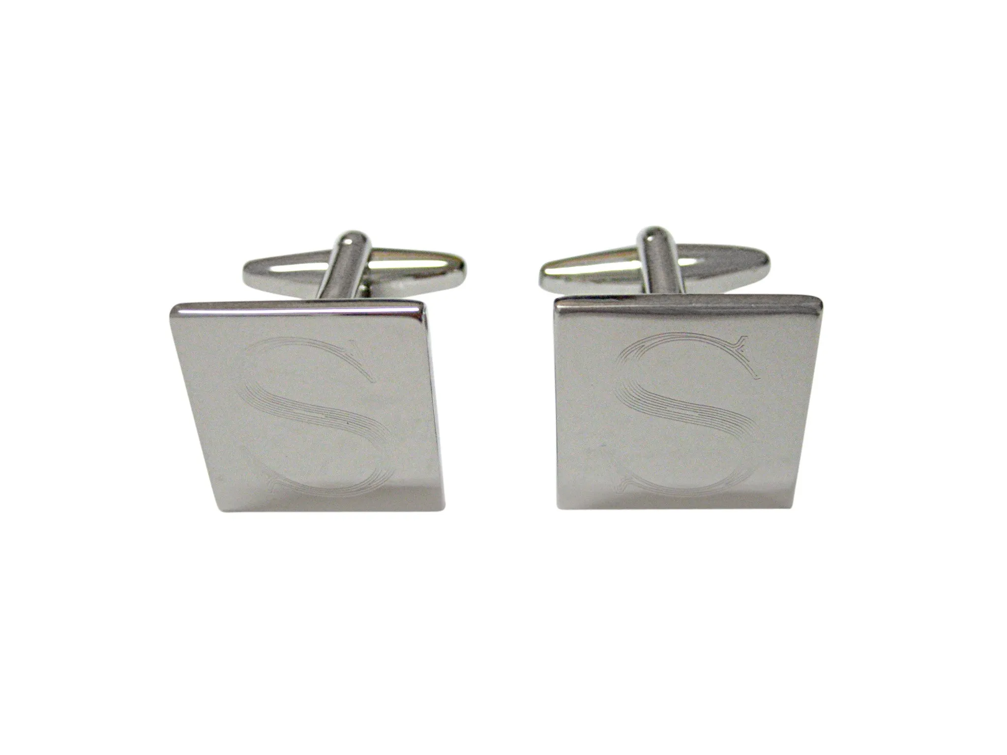 Letter S Etched Monogram Cufflinks