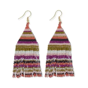 Lexie Horizontal Stripe Beaded Fringe Earrings Jaipur