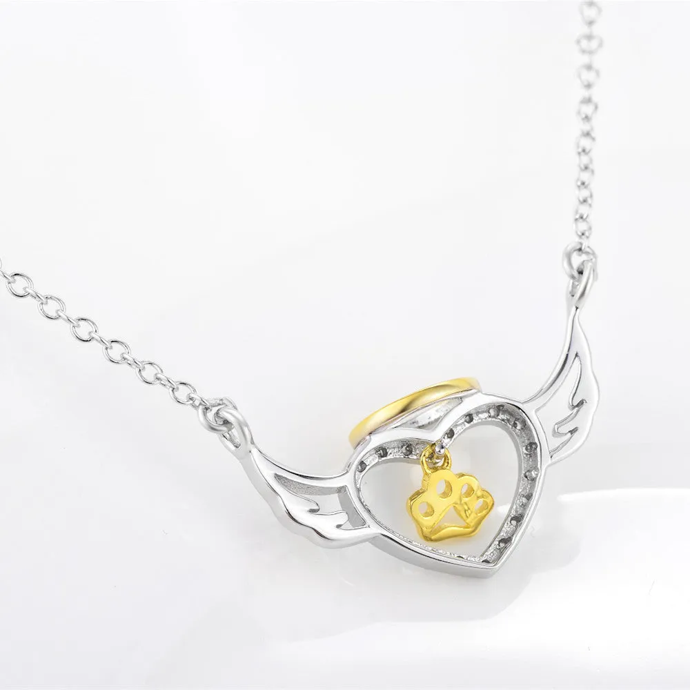 Limited Edition Pure Sterling Silver Crystal Angel Wings Charm Necklace