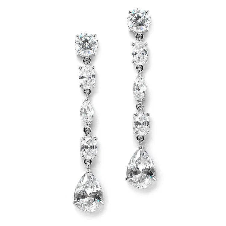 Linear Cubic Zirconia Dangle Earrings