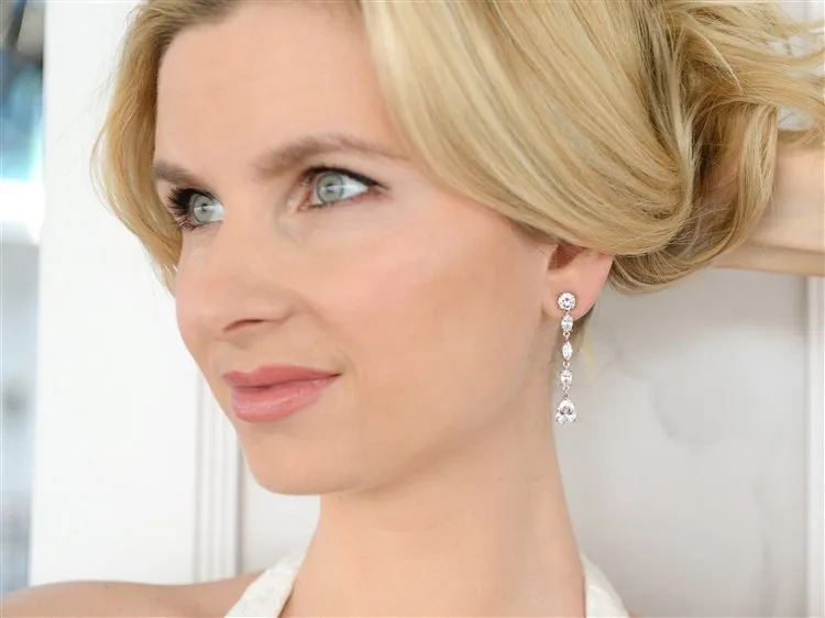 Linear Cubic Zirconia Dangle Earrings