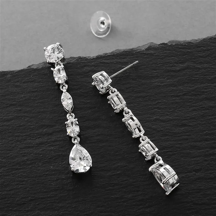 Linear Cubic Zirconia Dangle Earrings