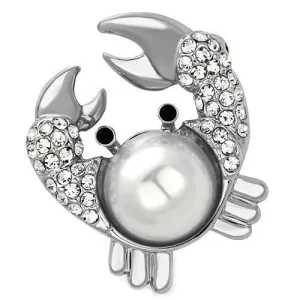 LO2842 - Imitation Rhodium White Metal Brooches with Synthetic Pearl in White